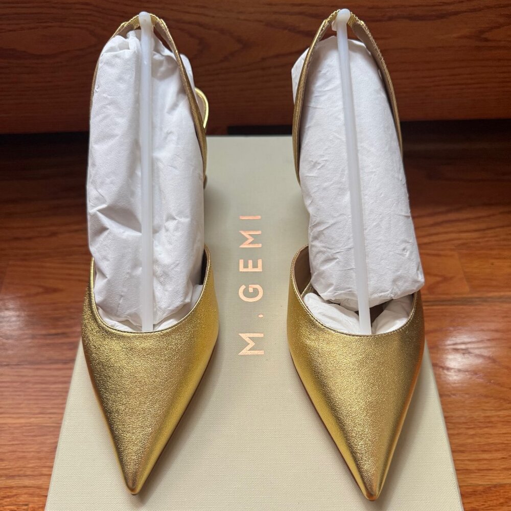M. Gemi The Mia Gold Kitten Heel Slingbacks - Size 37.5 (7.5)
